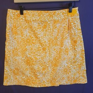 Orange Floral Rip Skirt Wrap Mini Skirt. Size S